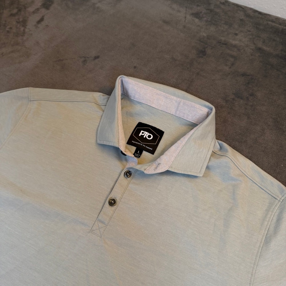 PTO Engineered for the Weekend Polo Shirt Mens Large Sage Green Stretch